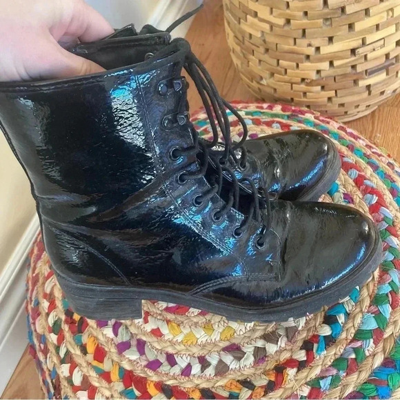 Madden Girl patent moto combat lace  boots eloisee - Picture 1 of 9